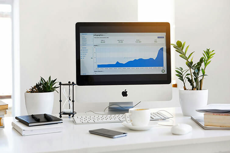 Analytics trend graph on a computer screen