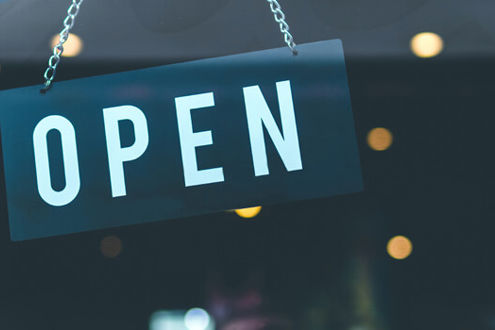 Open sign on a shop window