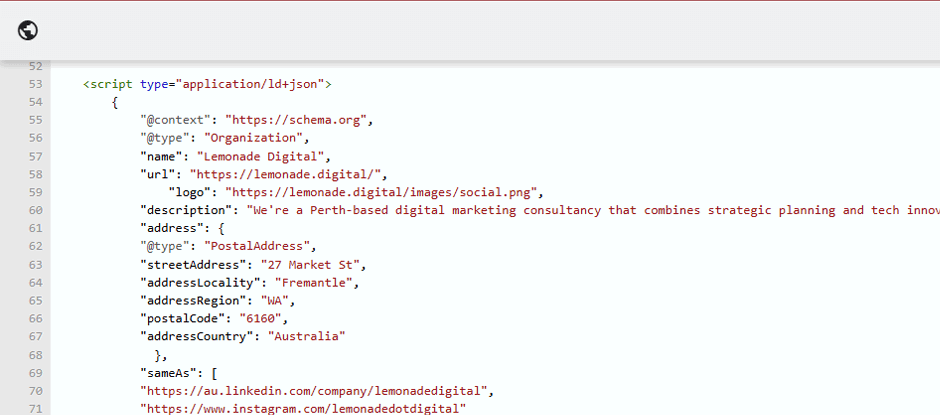 Lemonade Digital Schema markup