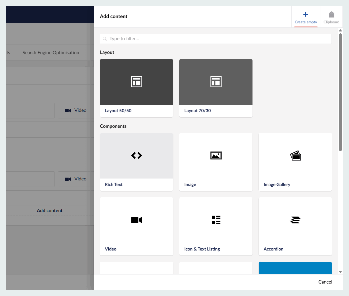 Screenshot of Brightwater Care Groups Umbraco setup