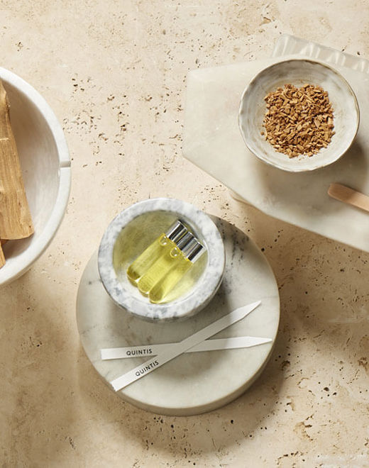 Quintis sandalwood products on a table