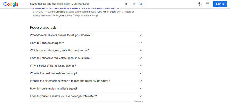Screenshot of a Google "People also ask" example